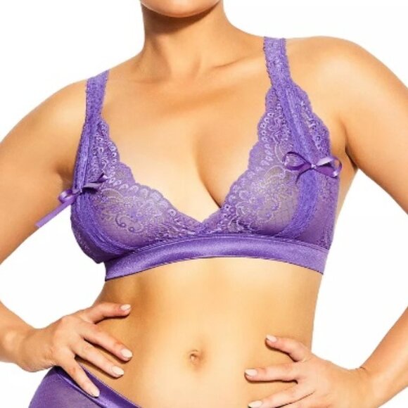 Plus Size Portia Split Cup Bralette, Purple, Size Small (16W) - Picture 3 of 8